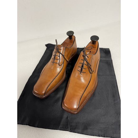 Romano Martegani Shoes Mens Size 8 Leather Handmade Italy Dress Oxfords Luxury